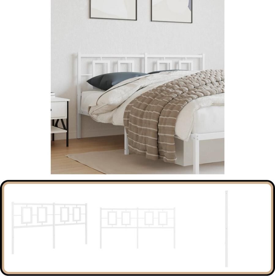 VidaXL Hoofdbord 150 cm metaal wit - Foto 3