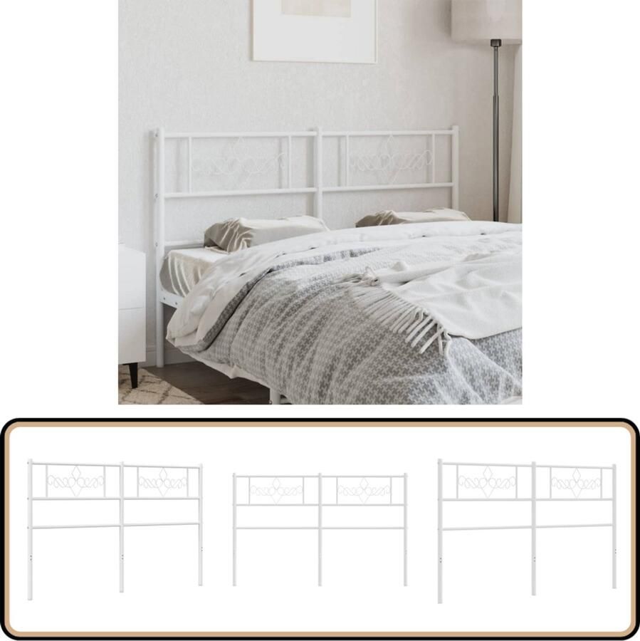 VidaXL Hoofdbord 150 cm Wit Staal Hoofdbord Hoofdbed Beddecoratie Slaapkamers Staal Wit Moderne Meubels Comfortabel