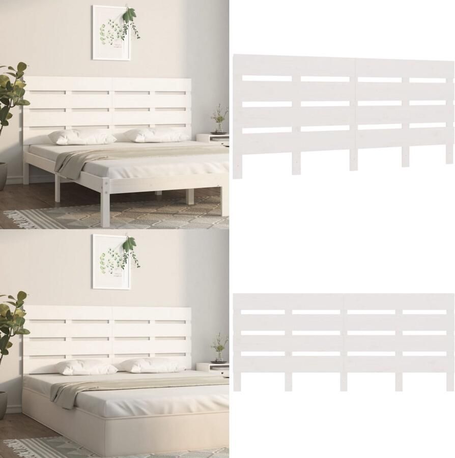 VidaXL Hoofdbord 150x3x80 cm massief grenenhout wit Hoofdbord Hoofdborden Hoofdeinde Houten Hoofdbord