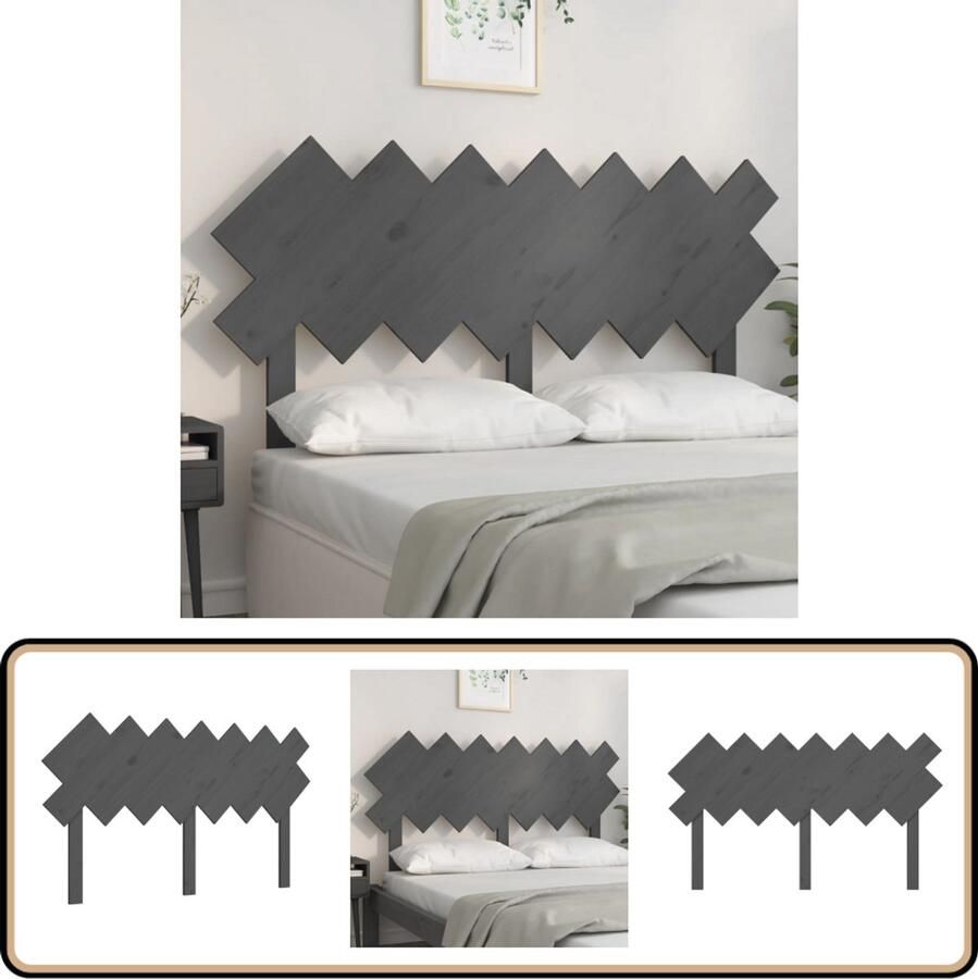 VidaXL Hoofdbord 151 5x3x81 cm Grenenhout Grijs Houten Hoofdbord Hoofdeinde Hoofdboard Grieze Hoofdbord Massief Hout Rustic Decor Bedroom Furniture