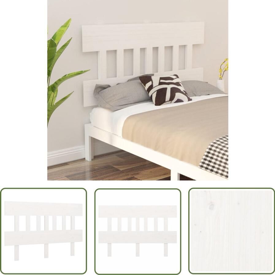 VidaXL Hoofdbord 153 5x81 cm Massief Grenen Wit Houten Hoofdbord Klassiek Hoofdbord Voor Bed Witte Hoofdbord Massief Hout Hoofdbord Comfortabel Hoofdbord Landelijk Hoofdbord Bedroom Decor Slaapkamer Accessoires