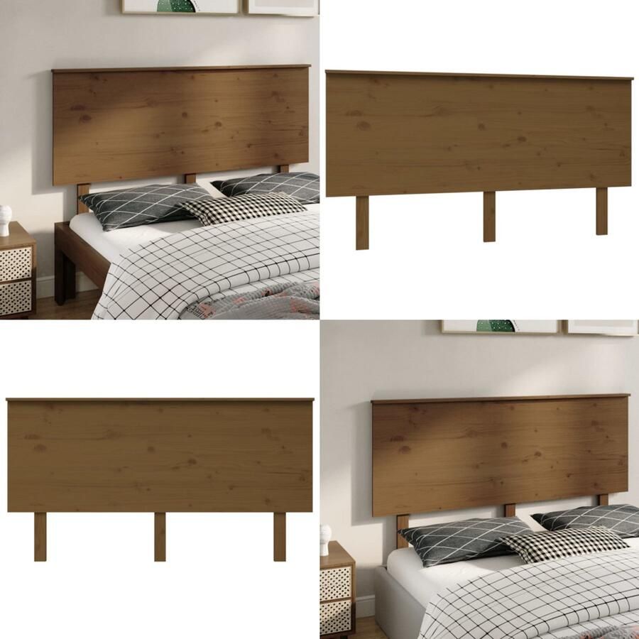 VidaXL Hoofdbord 154x6x82 5 cm massief grenenhout honingbruin Hoofdbord Hoofdborden Hoofdeinde Houten Hoofdbord