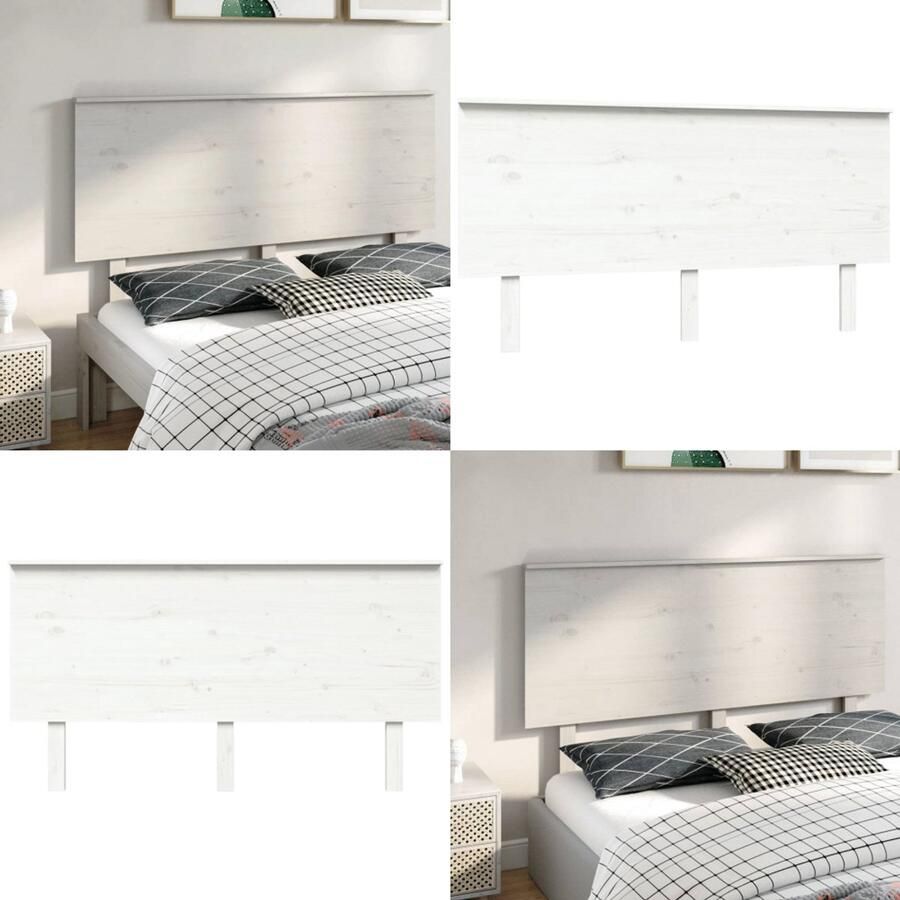 VidaXL Hoofdbord 154x6x82-5 cm massief grenenhout wit Hoofdbord Hoofdborden Hoofdeinde Houten Hoofdbord