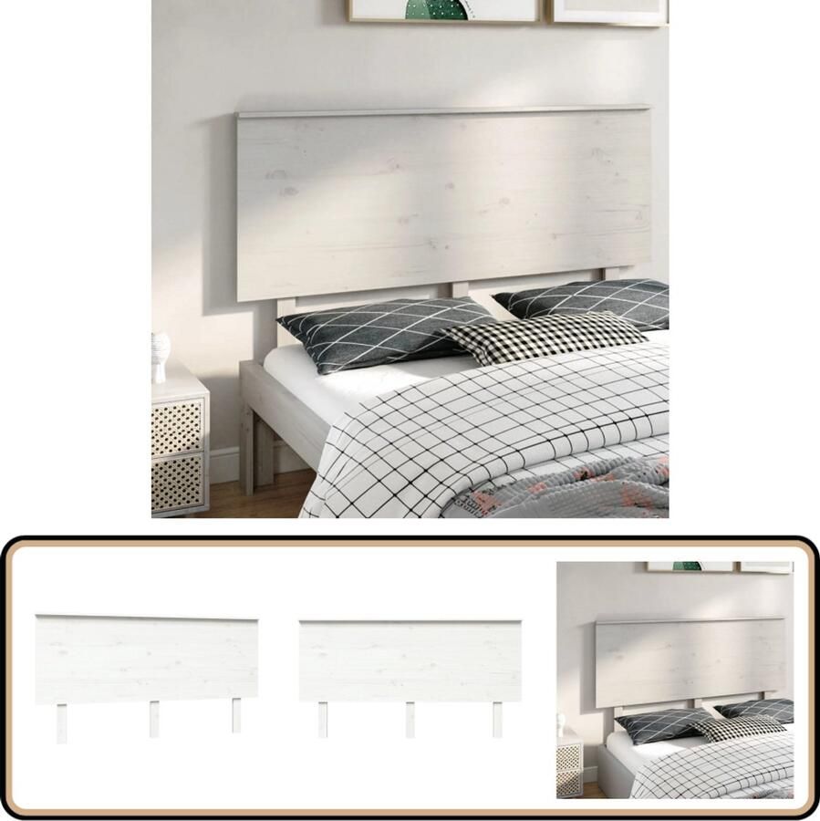 VidaXL Hoofdbord 154x6x82 5 cm Massief Grenenhout Wit Houten Hoofdbord Hoofdeinde Rustic Decor Vintage Stijl Bedroom Furniture