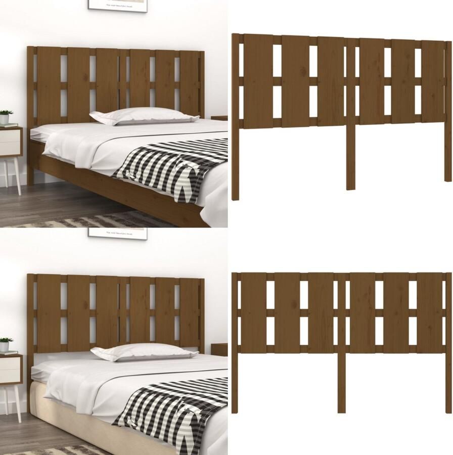 VidaXL Hoofdbord 155 5x4x100 cm massief grenenhout honingbruin Hoofdbord Hoofdborden Hoofdeinde Houten Hoofdbord