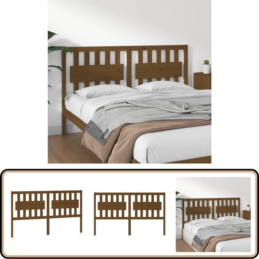 VidaXL Hoofdbord 155 5x4x100 cm Massief Grenenhout Hoofd Bord Houten Hoofdeinde Grenenhout Hoofdeinde Bruine Hoofdeinde Vintage Hoofdeinde Landelijk Hoofdeinde Comfortabel Hoofdeinde