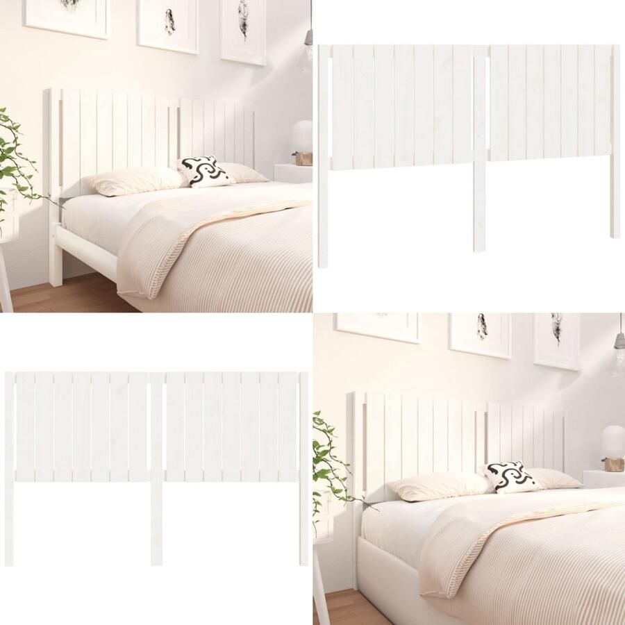 VidaXL Hoofdbord 155 5x4x100 cm massief grenenhout wit Hoofdbord Hoofdborden Hoofdeinde Houten Hoofdbord