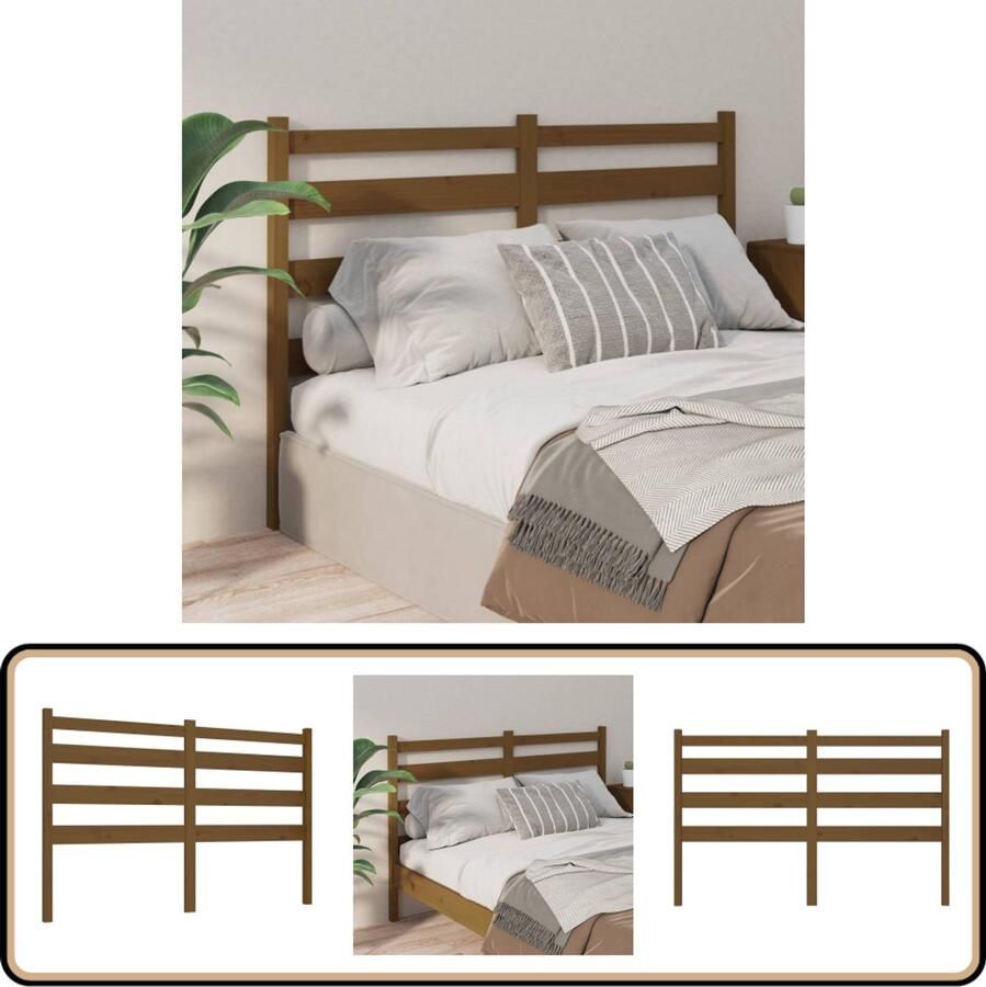 VidaXL Hoofdbord 156x100 cm Massief Grenen Honingbruin Houten Hoofdbord Hoofddekens Beddecoratie Slaapkamers Massief Hout