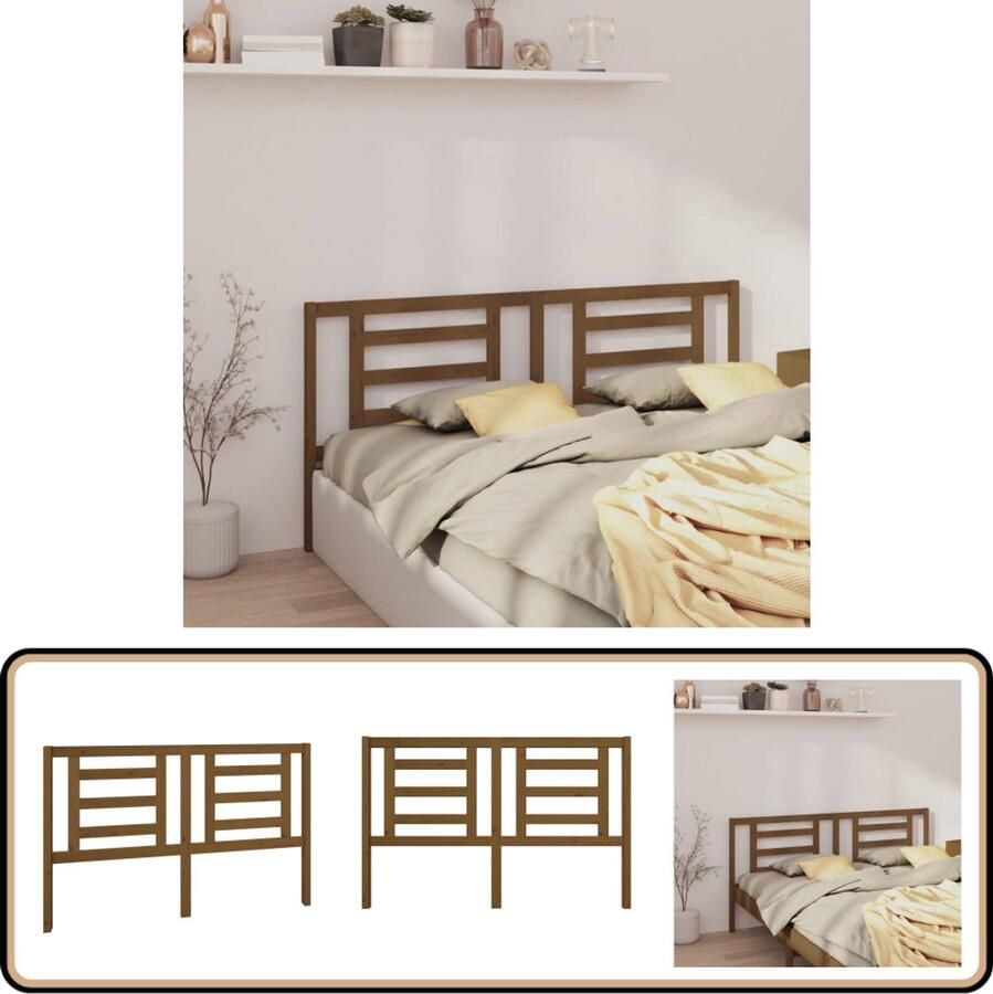 VidaXL Hoofdbord 156x100 cm Massief Grenen Honingbruin Houten Hoofdbord Hoofdeinde Houten Latten Headboard Bruine Hoofdbord Vintage Hoofdbord