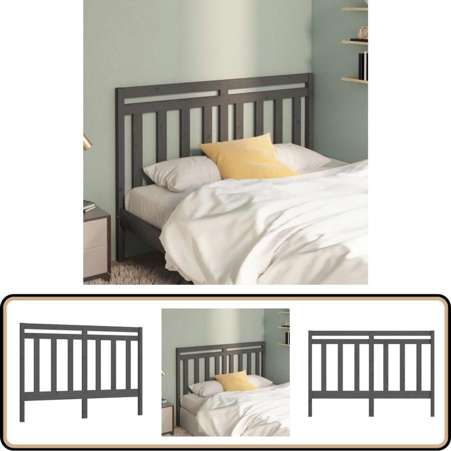 VidaXL Hoofdbord 156x100 cm Massief Grenenhout Grijs Houten Hoofdbord Kopen Klassieke Hoofdbord Grijze Hoofdbord Massief Hout Bedroom Decor Slaapkamer Meubels