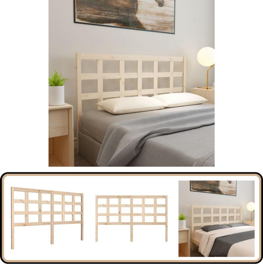 VidaXL Hoofdbord 156x100 cm Massief Grenenhout Houten Hoofdbord Hoofdbed Hoofdeinde Massief Hout Bruine Hoofdbord