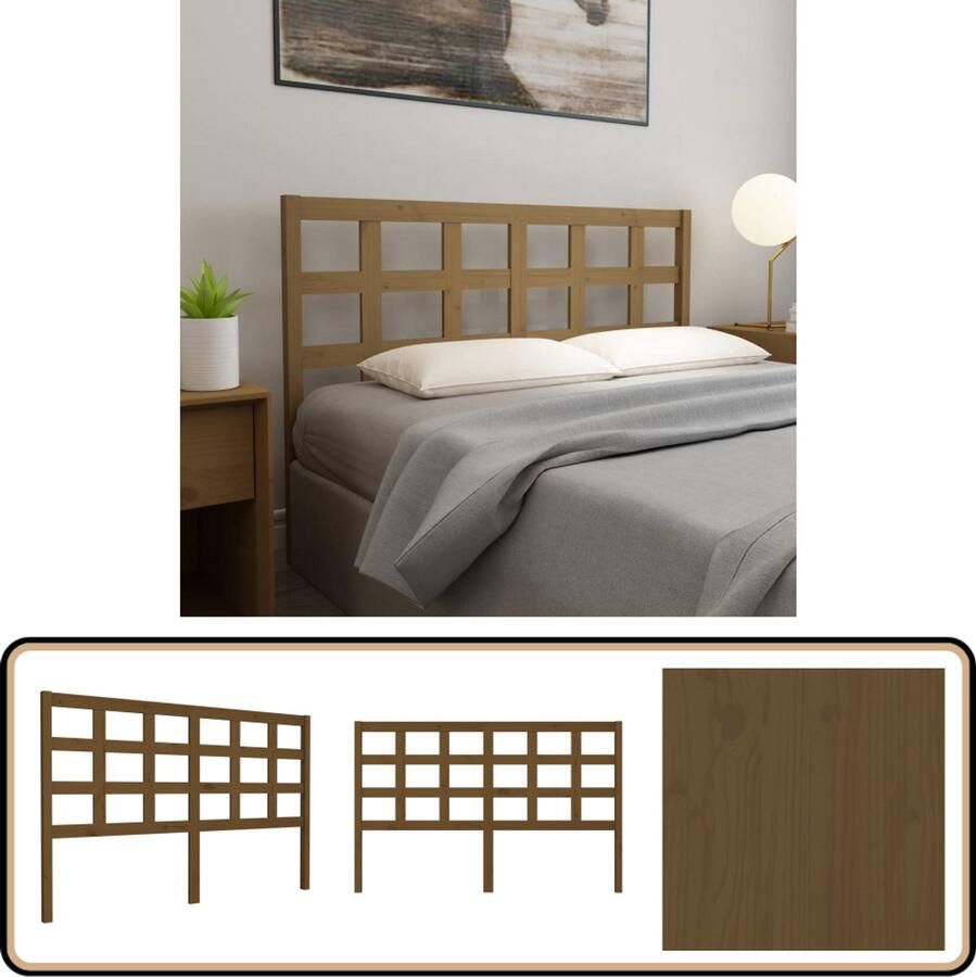VidaXL Hoofdbord 156x100 cm Massief Grenenhout Houten Hoofdbord Hoofdeinde Trendig Hoofdbord Massief Hout Bruine Hoofdbord Kamerdecoratie Slaapkamers Bed Accessoires Comfortabele Hoofdbord