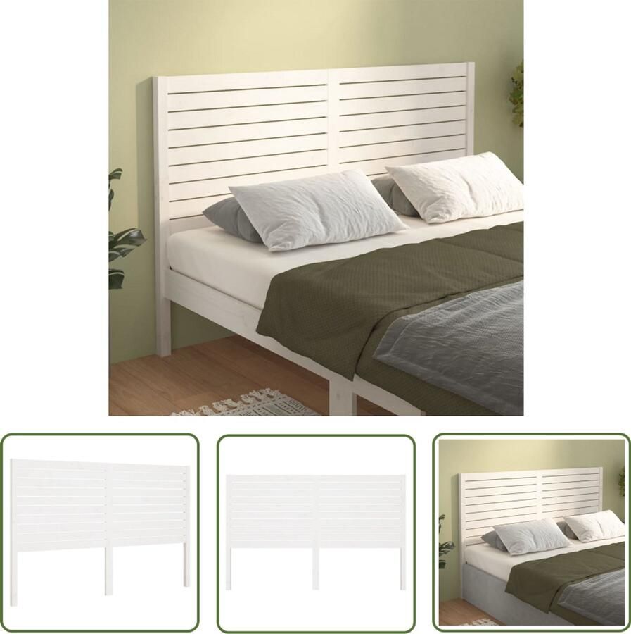 VidaXL Hoofdbord 156x100 cm Massief Grenenhout Wit Houten Hoofdbord Hoofddekens Bed Accessoires Slaapkamersdecoratie Grenenhout Meubels