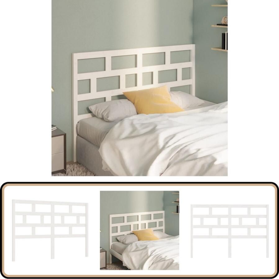 VidaXL Hoofdbord 156x100 cm Massief Grenenhout Wit Houten Hoofdbord Hoofdeinde Beddecoratie Klassieke Meubels Grenenhout Meubilair Wit Hoofdbord