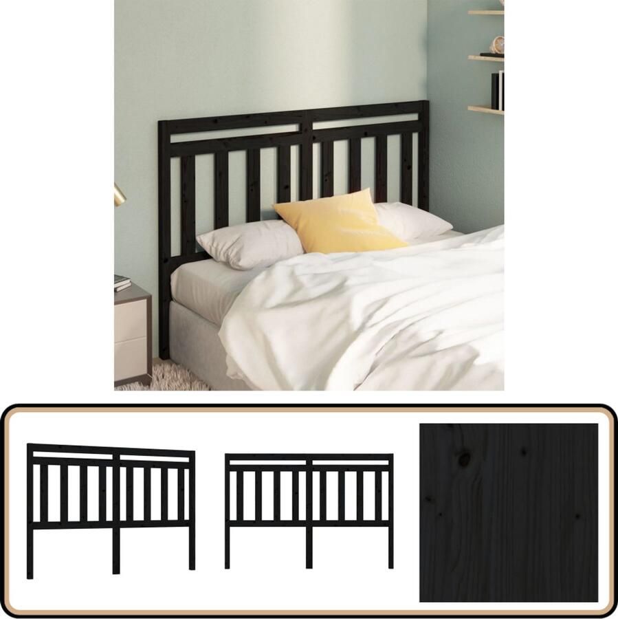 VidaXL Hoofdbord 156x100 cm Massief Grenenhout Zwart Houten Hoofdbord Hoofdeinde Klassieke Stijl Zwarte Hoofdbord Massief Grenenhout Slaapkamers Decoreren Bed Frame Luxe Hoofdbord Kamerdecoratie