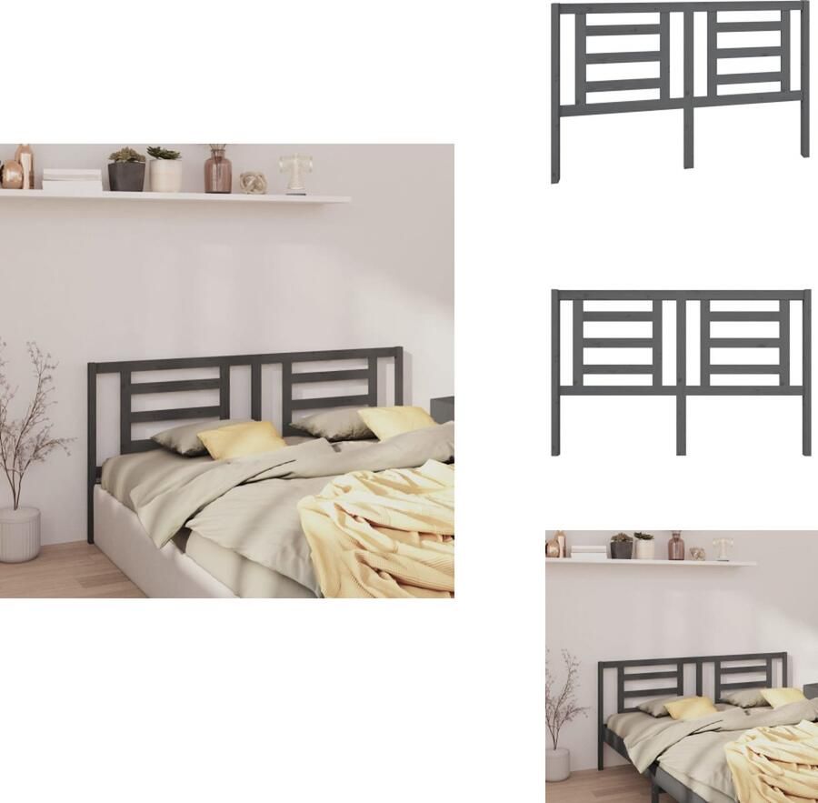 VidaXL Hoofdbord Hoofdborden Hoofdeinde Houten Hoofdbord 156x4x100 cm massief grenenhout grijs