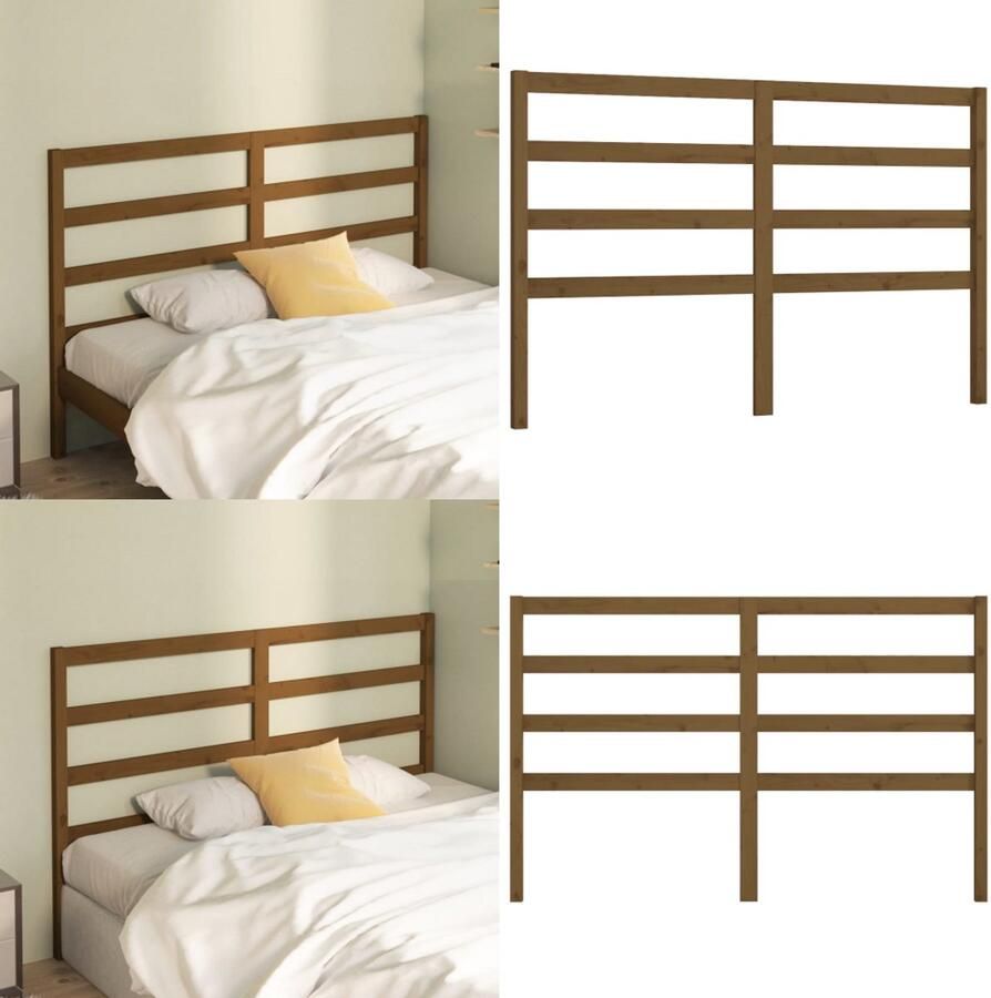 VidaXL Hoofdbord 156x4x100 cm massief grenenhout honingbruin Hoofdbord Hoofdborden Hoofdeinde Houten Hoofdbord