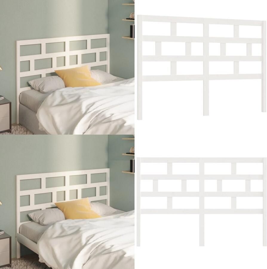 VidaXL Hoofdbord 156x4x100 cm massief grenenhout wit Hoofdbord Hoofdborden Hoofdeinde Houten Hoofdbord