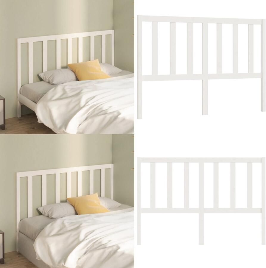 VidaXL Hoofdbord 156x4x100 cm massief grenenhout wit Hoofdbord Hoofdborden Hoofdeinde Houten Hoofdbord