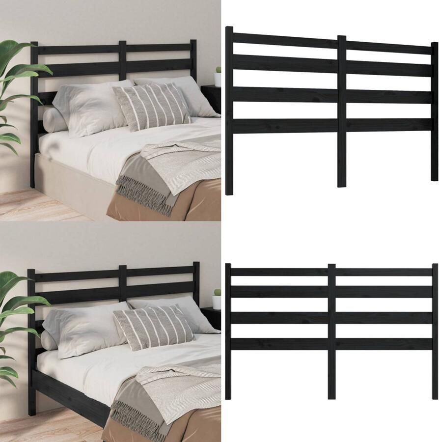 VidaXL Hoofdbord 156x4x100 cm massief grenenhout zwart Hoofdbord Hoofdborden Hoofdeinde Houten Hoofdbord