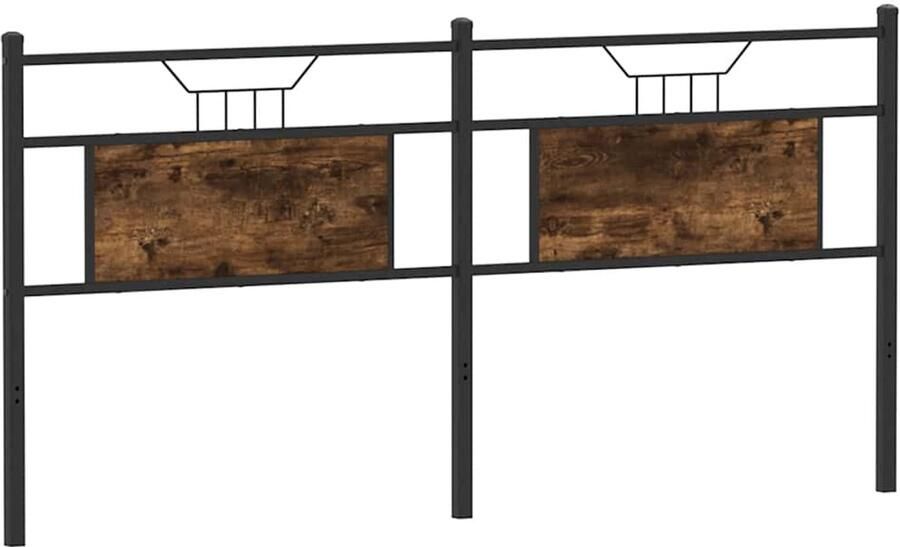 VidaXL Hoofdbord 160 cm bewerkt hout en staal gerookt eikenkleurig