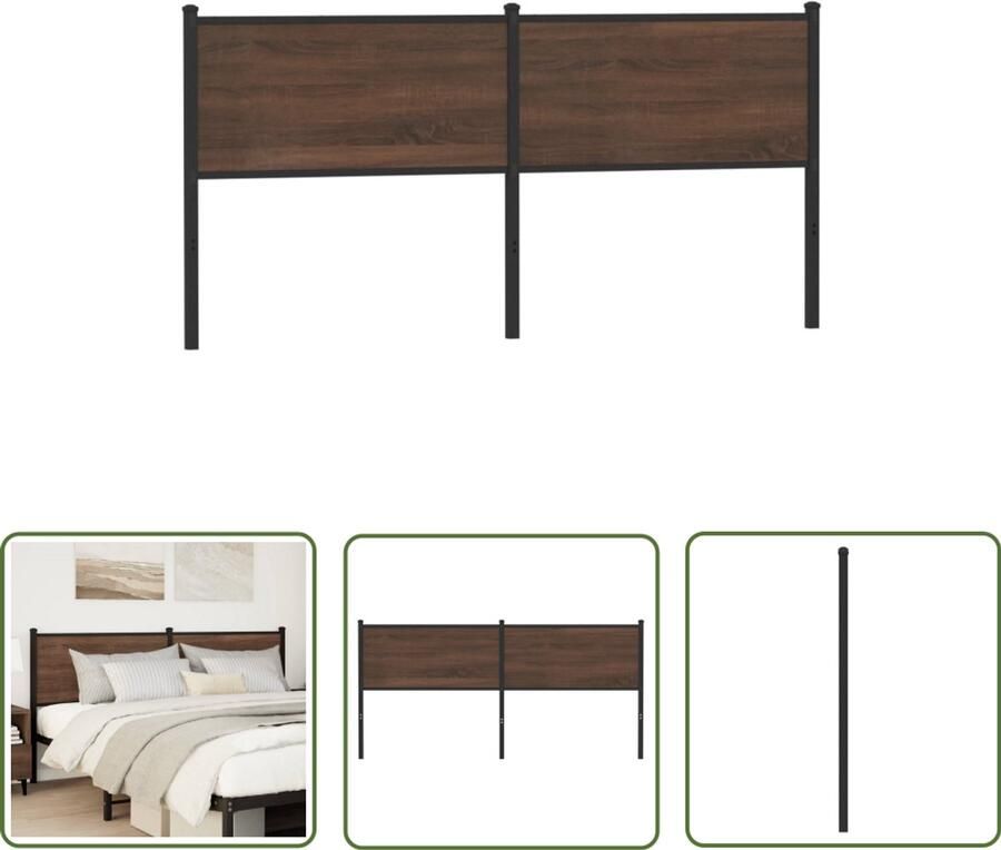 VidaXL Hoofdbord 160 cm Bruin Eiken en Staal Hoofd Bord Hoofdborden Houten Hoofdbord Metaal Hoofdbord Bruin Hoofdbord Eiken Hoofdbord 160 Cm Hoofdbord Slaapkamers Decoreren Bed Verhogen Leeshoek Maken