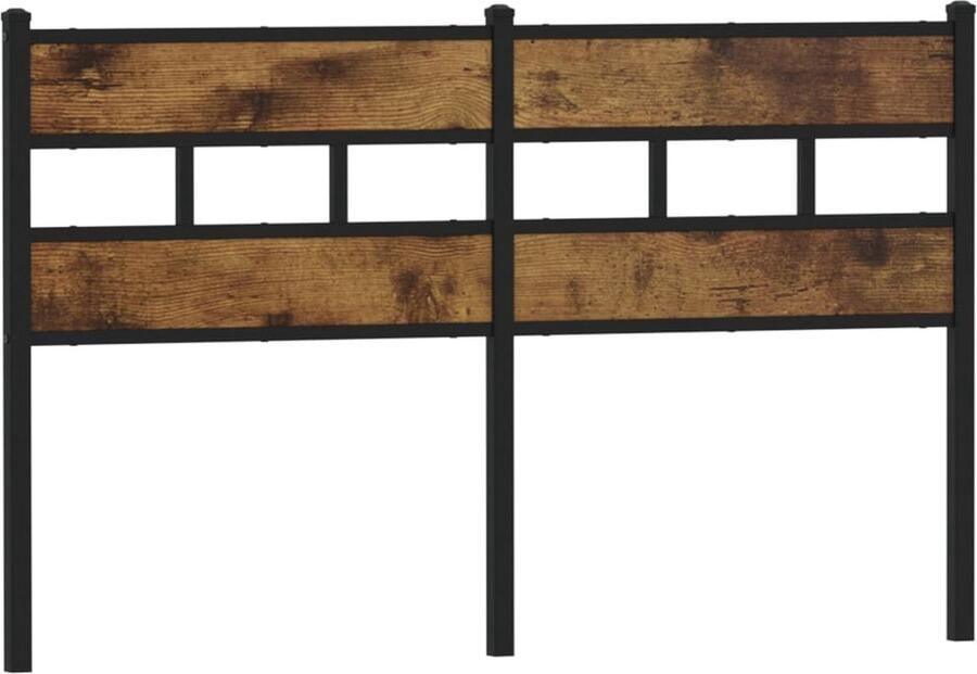 VidaXL Hoofdbord 160 cm ijzer en bewerkt hout gerookt eikenkleurig