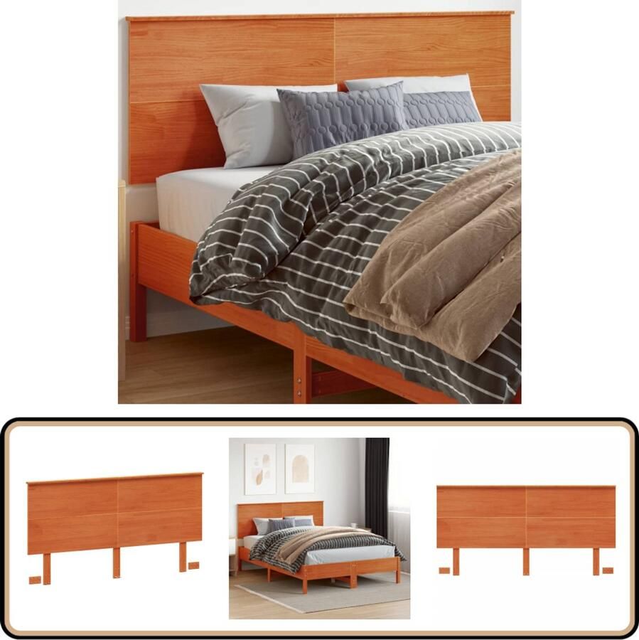 VidaXL Hoofdbord 160 cm massief grenenhout Hoofd Bord Hoofdbord Grenenhout Massief Hout Bruine Kleuren Vintage Interieur Landelijke Stijl Slaapkamersdecoratie Bed Decoratie Comfortabel Leeshoek