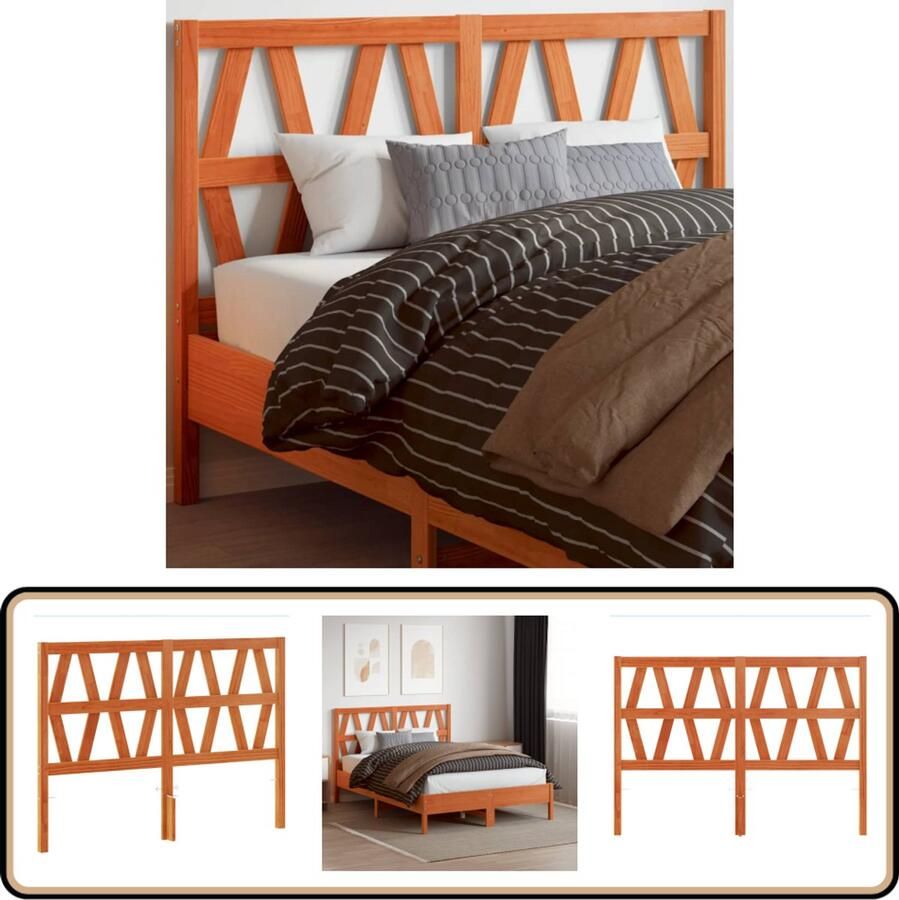 VidaXL Hoofdbord 160 cm Massief Grenenhout Wasbruin Hoofd Bord Hoofdbord Beddecoratie Grenenhout Meubilair Bruine Kamermeubel