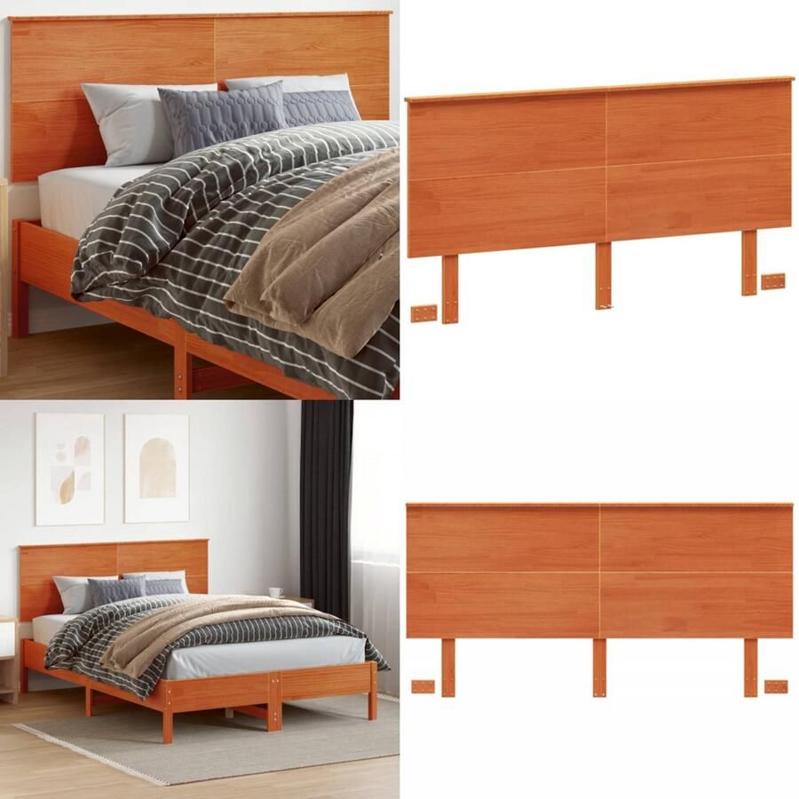 VidaXL Hoofdbord 160 cm massief grenenhout wasbruin Hoofdbord Hoofdborden Bed Hoofdbord Bedhoofdbord