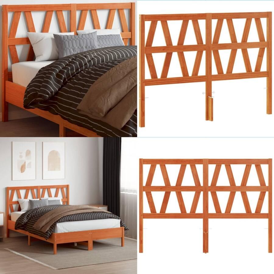 VidaXL Hoofdbord 160 cm massief grenenhout wasbruin Hoofdbord Hoofdborden Bed Hoofdbord Bedhoofdbord