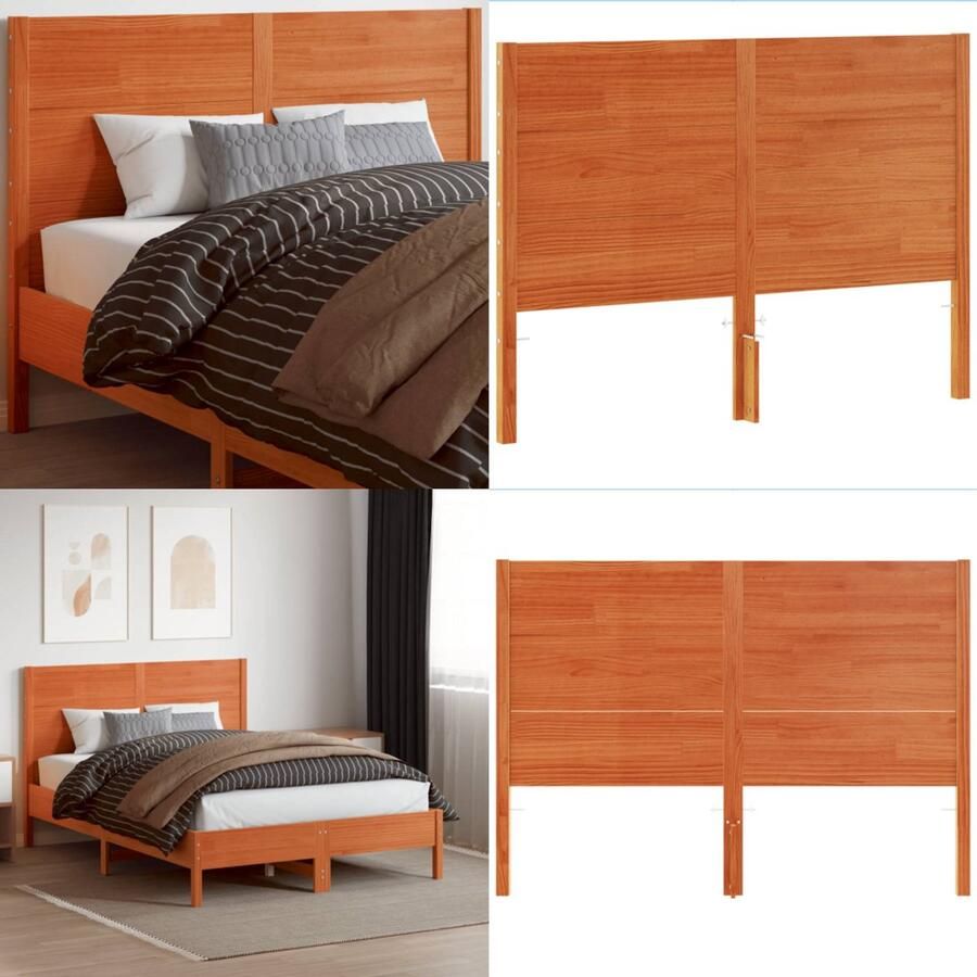 VidaXL Hoofdbord 160 cm massief grenenhout wasbruin Hoofdbord Hoofdborden Bed Hoofdbord Bedhoofdbord