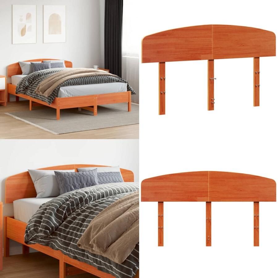 VidaXL Hoofdbord 160 cm massief grenenhout wasbruin Hoofdbord Hoofdborden Bed Hoofdbord Bedhoofdbord - Foto 3