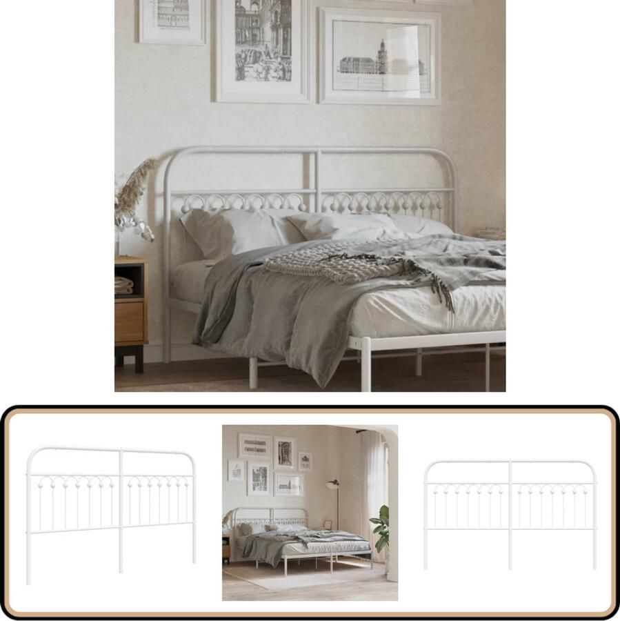 VidaXL Hoofdbord 160 cm metaal Wit Hoofd Bord Hoofdborden Bed Frame Beddecoratie Slaapkamerinrichting Staal Hoofdbord Wit Hoofdbord 160 Cm Hoofdbord Moderne Hoofdbord Klassieke Hoofdbord