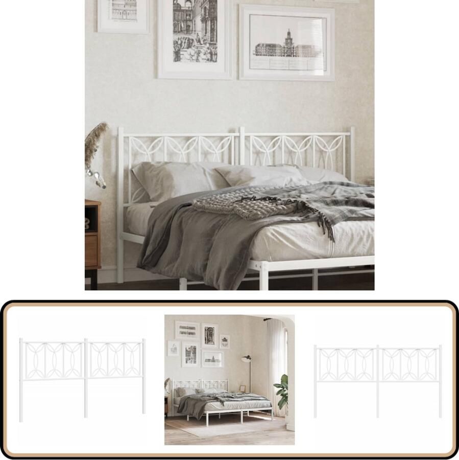 VidaXL Hoofdbord 160 cm metaal wit Hoofd Bord Hoofdborden Slaap Kamer Meubels Beddecoratie Metalen Hoofdbord Wit Hoofdbord King Size Hoofdbord Dubbele Bed Hoofdbord Comfortabel Hoofdbord Modern Hoofdbord Klassiek Hoofdbord