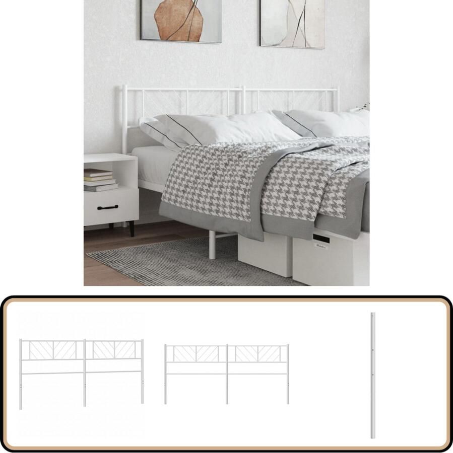 VidaXL Hoofdbord 160 cm Metaal Wit Hoofdbord Hoofdbed Slaapcomfort Beddecoratie Staal Wit Modern Klassiek Bedroom Decor Slaapkamervloerisolator