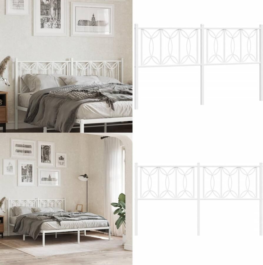 VidaXL Hoofdbord 160 cm metaal wit Hoofdbord Hoofdborden Bed Hoofdbord Bedhoofdbord