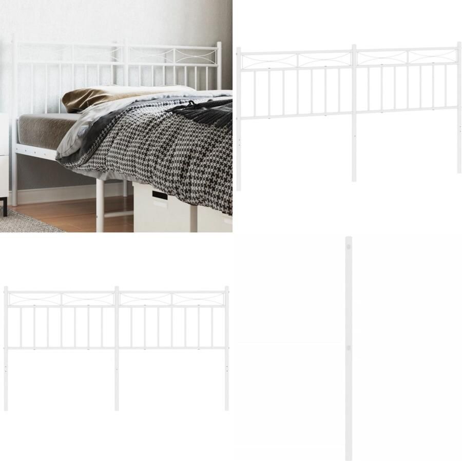 VidaXL Hoofdbord 160 cm metaal wit Hoofdbord Hoofdborden Hoofdeinde Metalen Hoofdbord - Foto 4