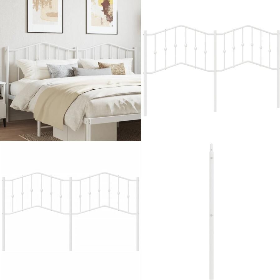 VidaXL Hoofdbord 160 cm metaal wit Hoofdbord Hoofdborden Hoofdeinde Metalen Hoofdbord
