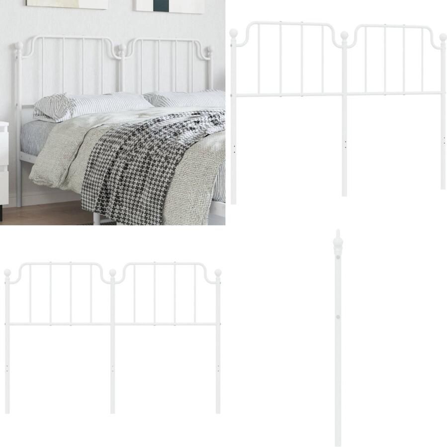 VidaXL Hoofdbord 160 cm metaal wit Hoofdbord Hoofdborden Hoofdeinde Metalen Hoofdbord
