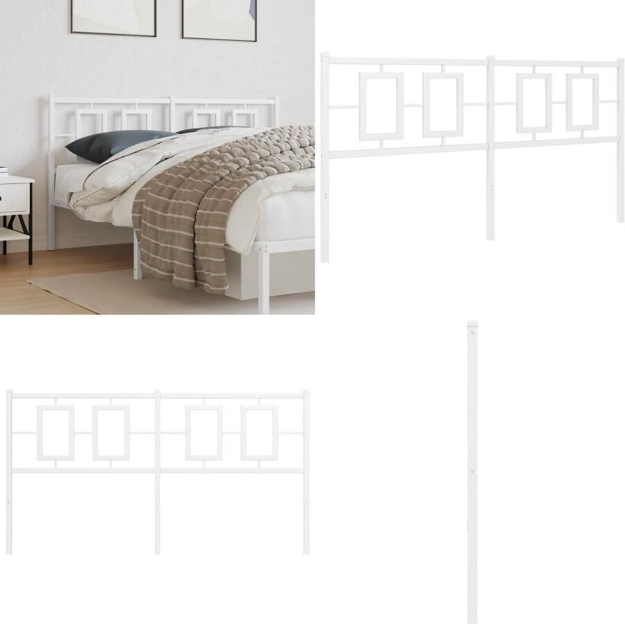 VidaXL Hoofdbord 160 cm metaal wit Hoofdbord Hoofdborden Hoofdeinde Metalen Hoofdbord - Foto 2