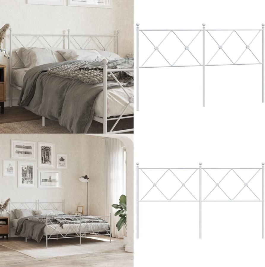 VidaXL Hoofdbord 160 cm metaal wit Hoofdbord Hoofdborden Hoofdeinde Metalen Hoofdbord