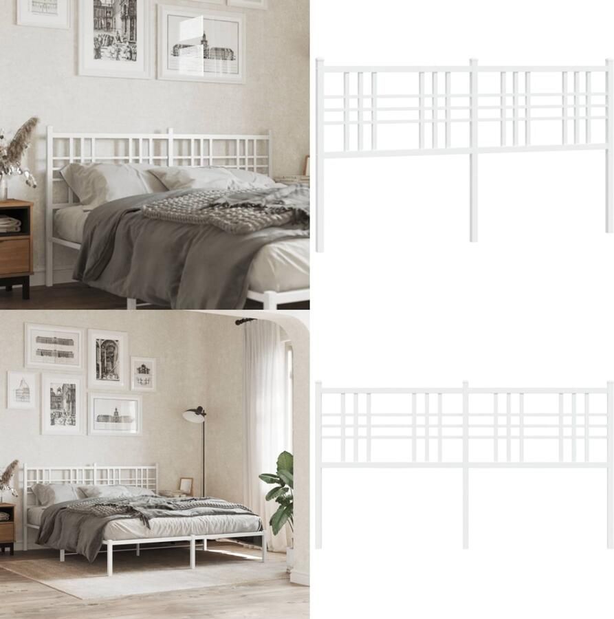 VidaXL Hoofdbord 160 cm metaal wit Hoofdbord Hoofdborden Hoofdeinde Metalen Hoofdbord