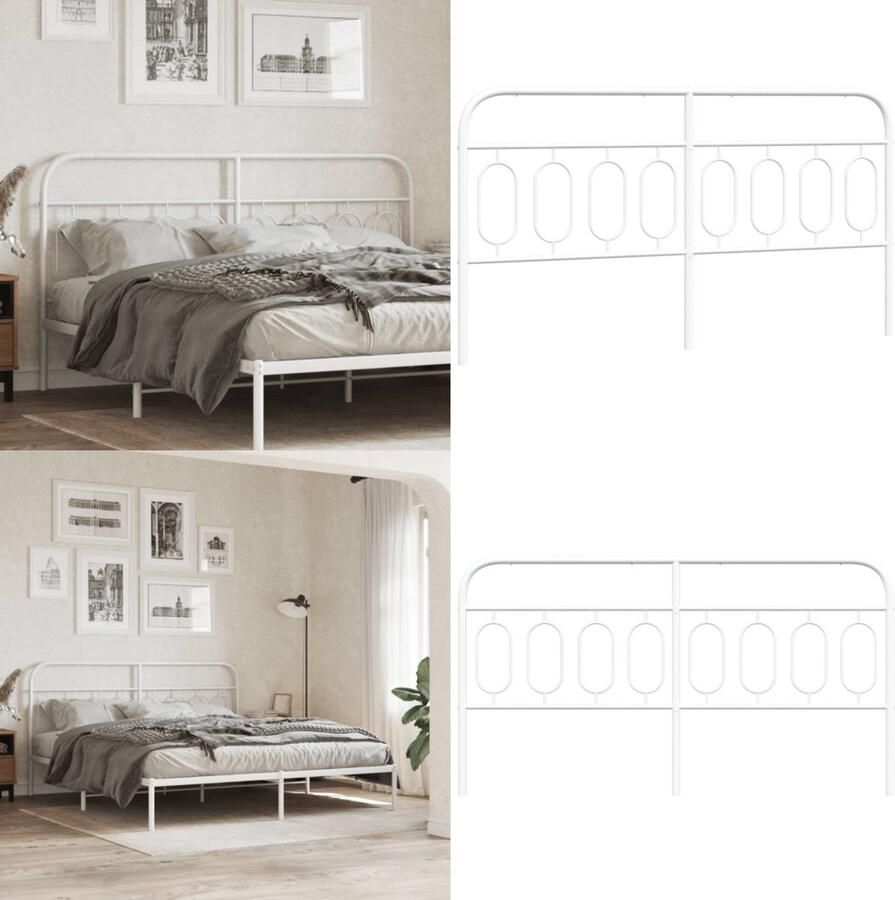 VidaXL Hoofdbord 160 cm metaal wit Hoofdbord Hoofdborden Hoofdeinde Metalen Hoofdbord
