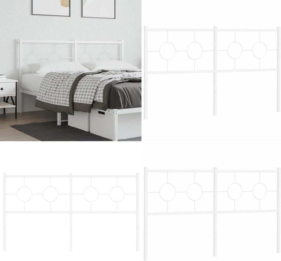 VidaXL Hoofdbord 160 cm metaal wit Hoofdbord Hoofdborden Hoofdeinde Metalen Hoofdbord - Foto 5