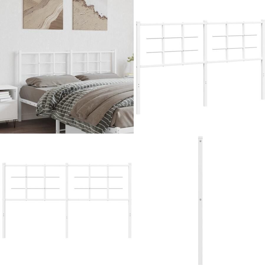 VidaXL Hoofdbord 160 cm metaal wit Hoofdbord Hoofdborden Hoofdeinde Metalen Hoofdbord - Foto 3