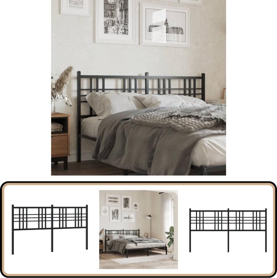VidaXL Hoofdbord 160 cm Metaal Zwart Hoofd Bord Hoofdbord Beddecoratie Metalen Hoofdbord Zwarte Hoofdbord