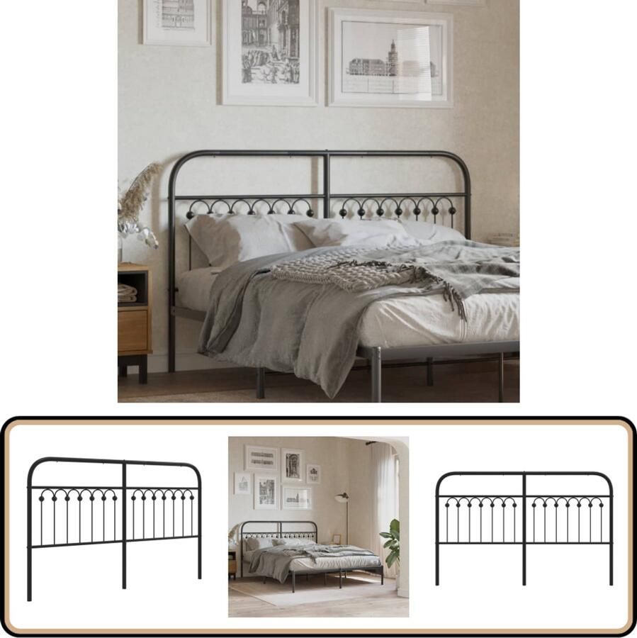 VidaXL Hoofdbord 160 cm Metaal Zwart Hoofd Bord Hoofdbord Bedding Slaapkamers Slaapkamerdecoratie