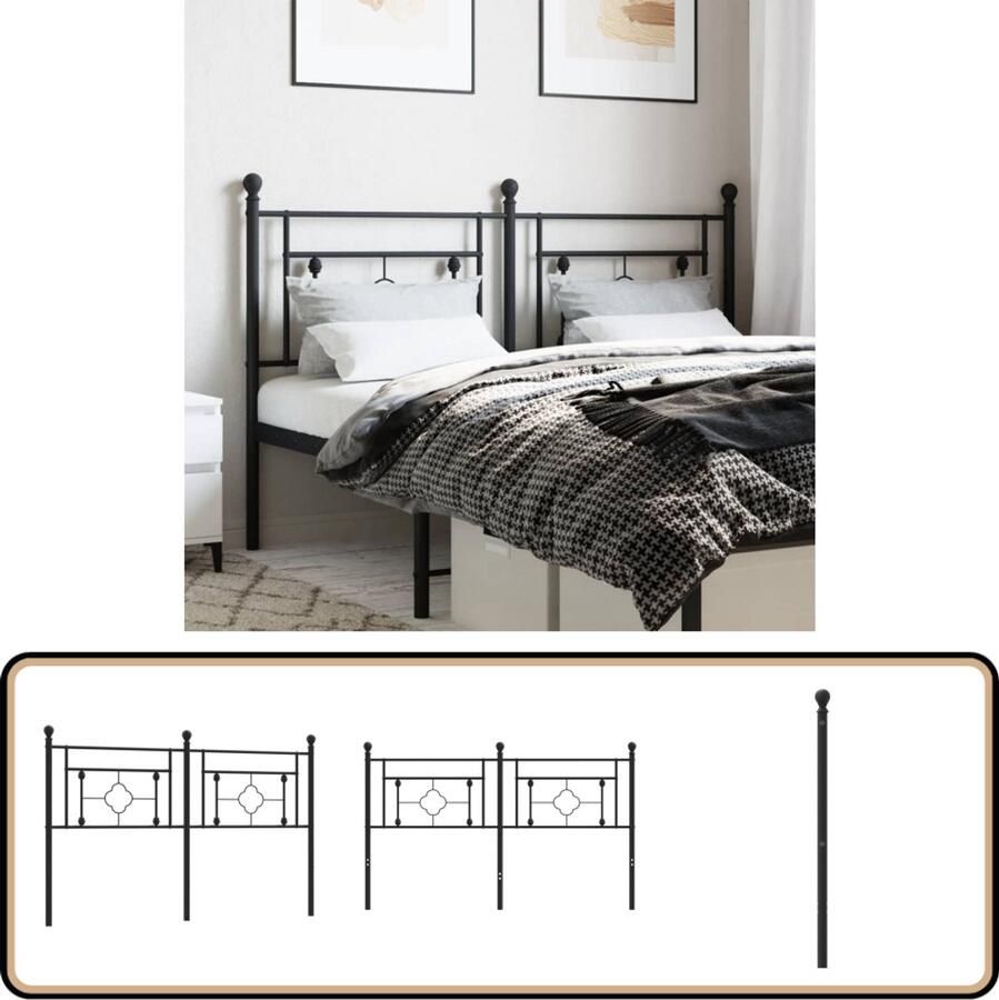VidaXL Hoofdbord 160 cm Metaal Zwart Hoofdbord Beddecoratie Hoofdbekleding Metalen Hoofdbord Zwarte Hoofdbord