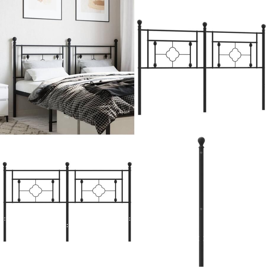 VidaXL Hoofdbord 160 cm metaal zwart Hoofdbord Hoofdborden Hoofdeinde Metalen Hoofdbord